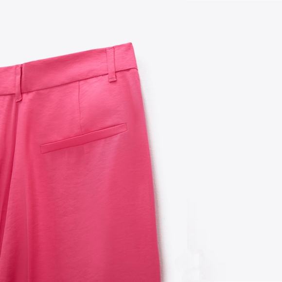 2/$30 ZARA High Waisted Wide Leg Pants Small Fuchsia Darted Full Length #7178 - Picture 12 of 15